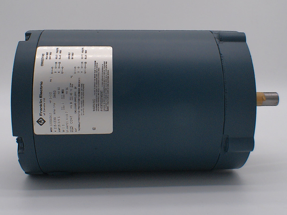 1103043417, Franklin Electrics, 1-1/2Hp, 3450 Rpm, 115/230V, Frame:56,
