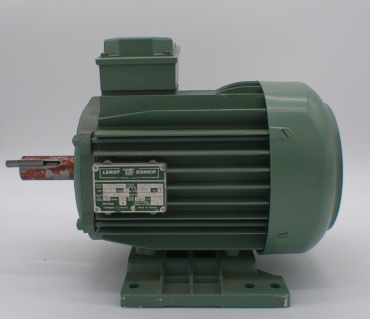 385110, Leroy-Somer, 1.5 Hp, 1145 Rpm, 575 Volts, Frame: 182T, Tefc,