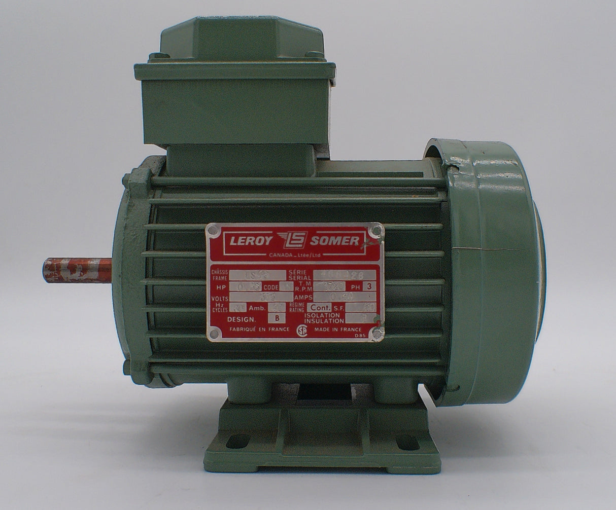 468426, Leroy Somer, 1/3Hp, 1720 Rpm, 575 Volts, Frame: 48, Tefc,