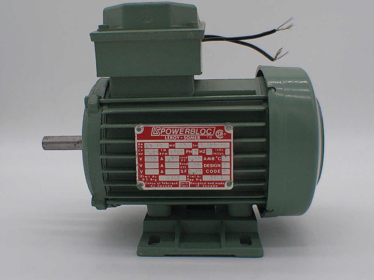 B725639, Leroy Somer, 1/4Hp, 1740 rpm, 575 Volts, Frame: 48, TEFC,