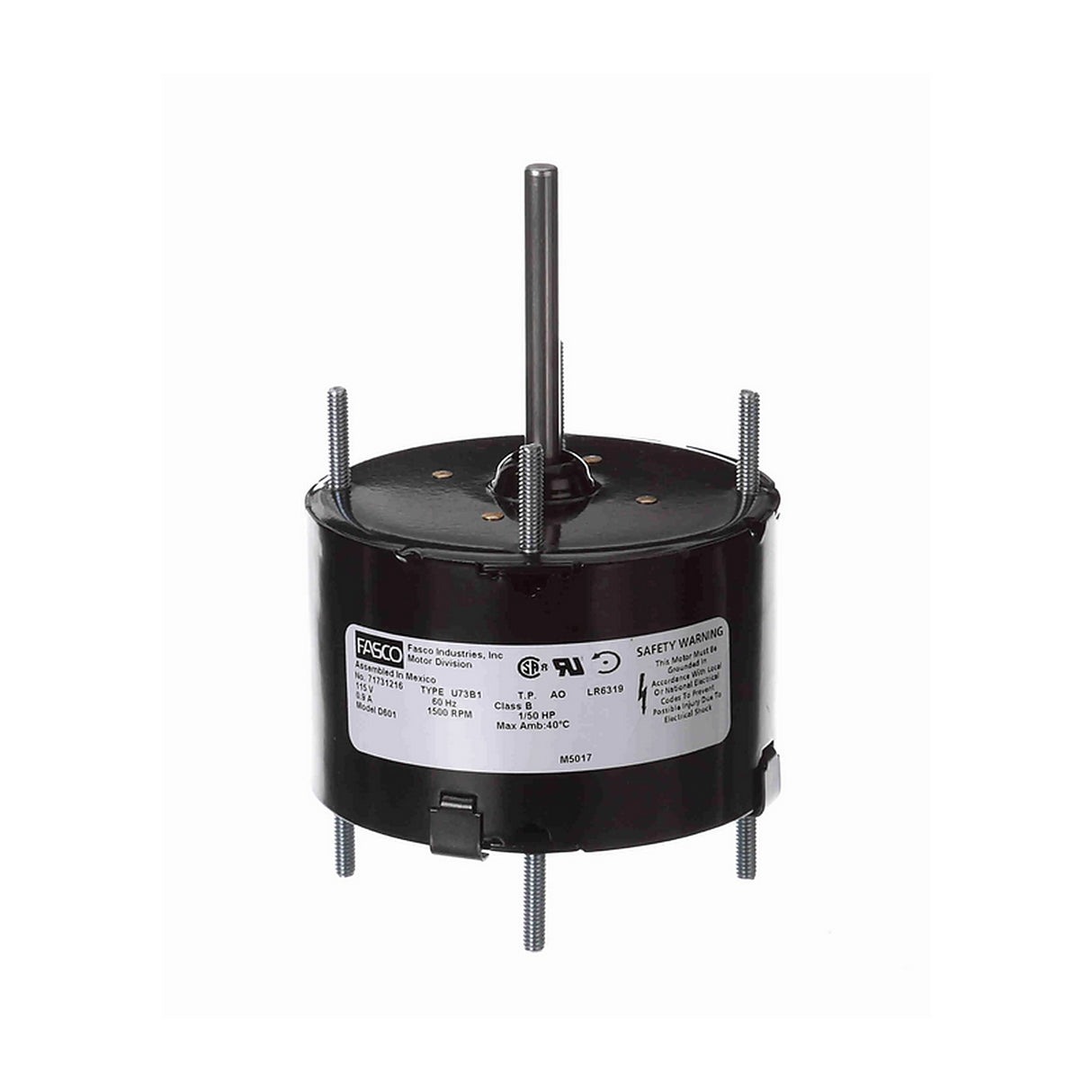 D601, 1/50 Hp, 1500 RPM, 115 V, 1 Ph, 60 Hz, TEAO, Frame 3.3