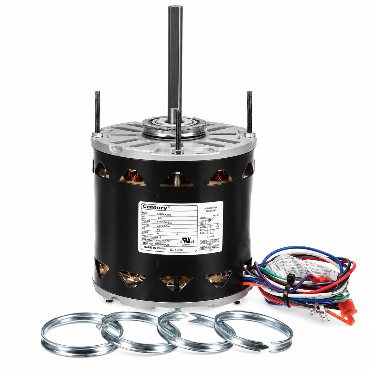 DL1076, 3/4Hp, 1075 RPM, 115 V, 1 Ph, 60 Hz, Open Air‑Over, Frame 48