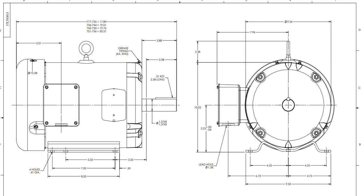 EM3702T, Baldor, 2 Hp, 865 Rpm,230/460V, Fr:213T,37G813S277G1 ,TEFC,