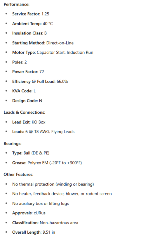 L1303, Baldor, 1/2 Hp, 3450 Rpm, 115-208/230V, Fr:56, Open drip proof,