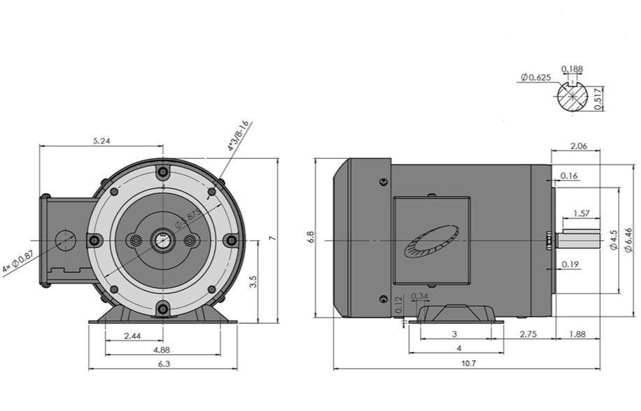 MQR-134CH, Maxmotion, 1/3 Hp, 1800 RPM, 230/460V, Fr:56C, TEFC, REMOVABLE BASE