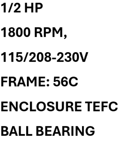 MTR-124FDC, MaxMotion, 1/2 Hp, 1725 RPM, 115-230 V, Frame: 56HC, TEFC,