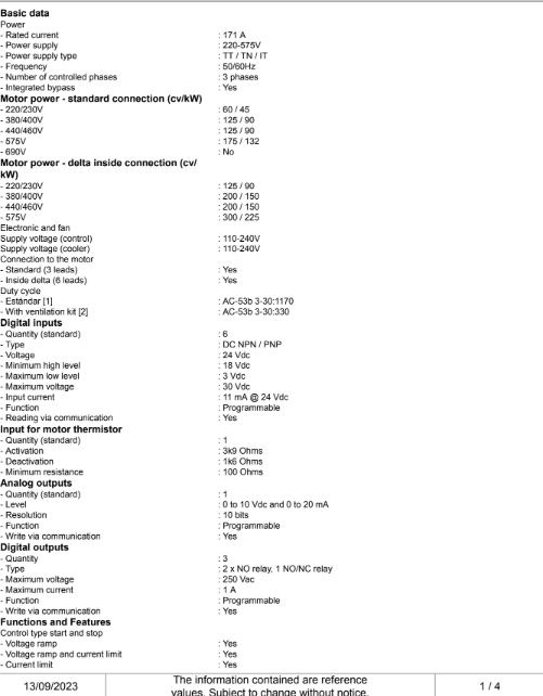 SSW900,Weg,150Hp, 171A,220-575V,IP 00,CONT,110-240V,Control Supply 24V