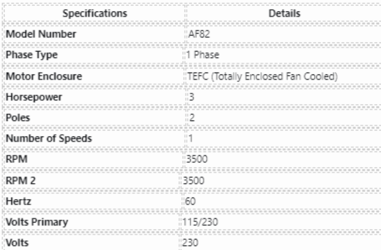 T3C1P18, Us Motors, 3Hp, 3600 Rpm, 115-230 Volts, Frame:182T,Enc:TEFC,