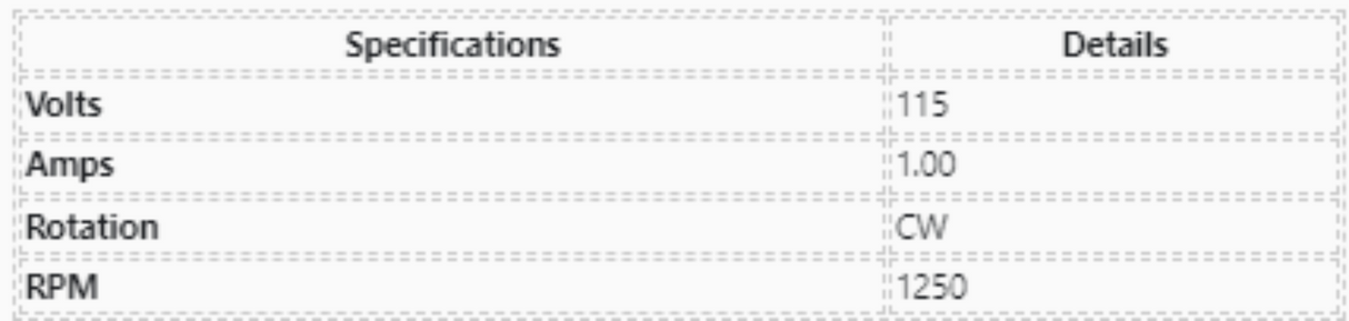 R1-R107, 2868-511-008B,Rotom,1250 Rpm, 115 Volt, 60 Hertz,Rotation CW,