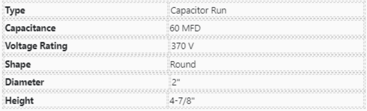 TRC60, Titan, Capacitor Run, 60 UF, 370 VAC, Round,