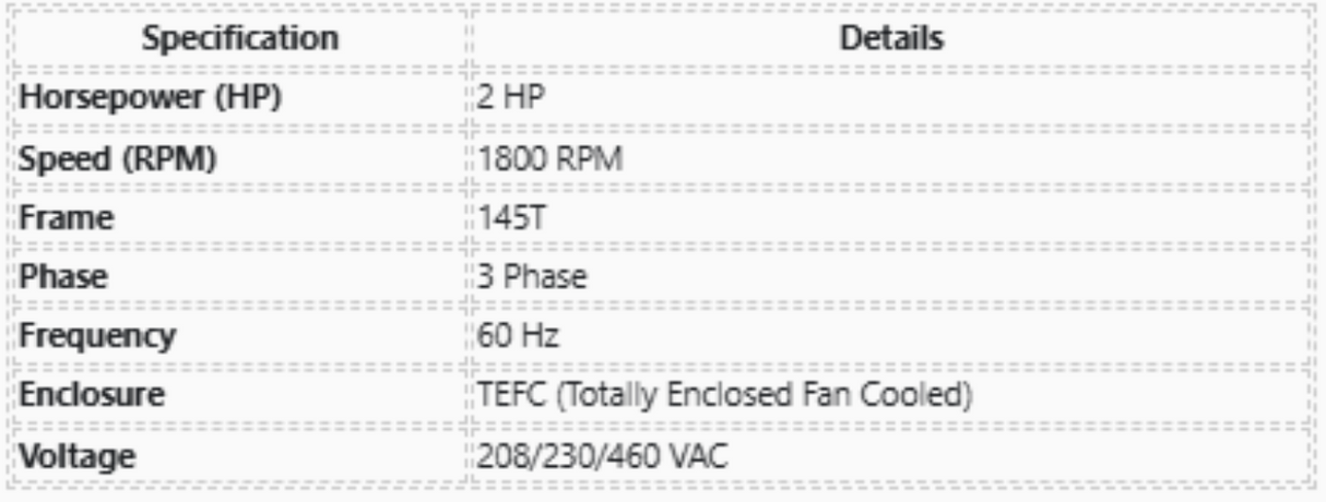 H707, Marathon, 145TTFR5327, 2Hp, 1800 Rpm, Fr:145T,208/230/460V,TEFC,