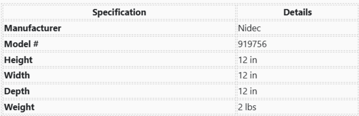 919756, Nidec, C-face kit, Farm duty, Frame: 56-56H, Encl,