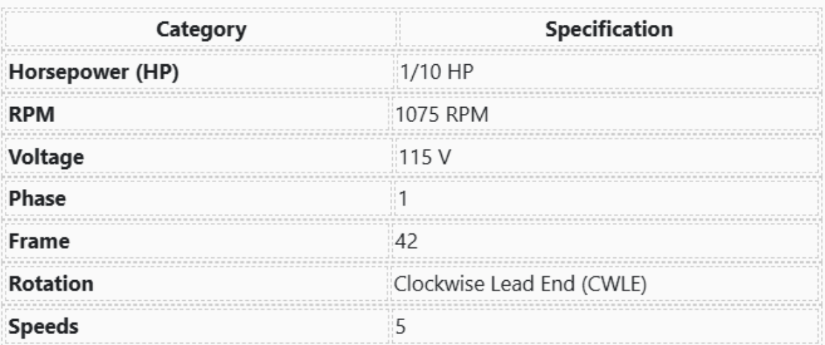 2362ASX,1/10Hp,1075 Rpm,115 Volts, Fr:42, Century 93V1, US Motor 1182,Open,