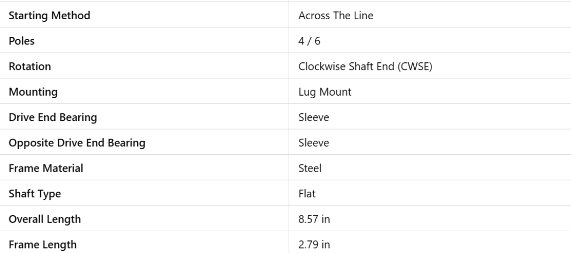 X56343, Xactone, 1/40Hp, 1550 Rpm, 115 Volts, Frame:3.3, OAO, 56343-0,