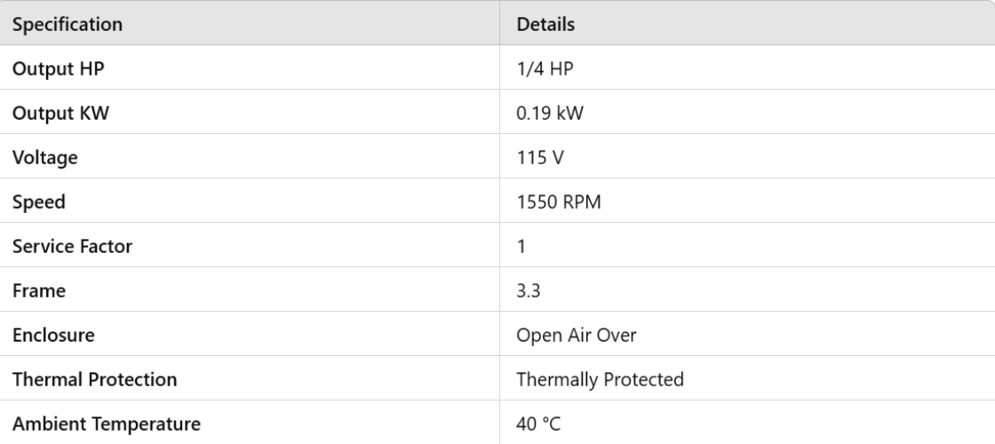 X56346, Xactone, 1/4Hp, 1550 Rpm, 115 Volts, Frame: 3.3, OAO, 56346-0,