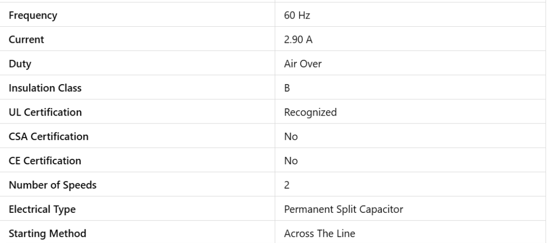 X56346, Xactone, 1/4Hp, 1550 Rpm, 115 Volts, Frame: 3.3, OAO, 56346-0,