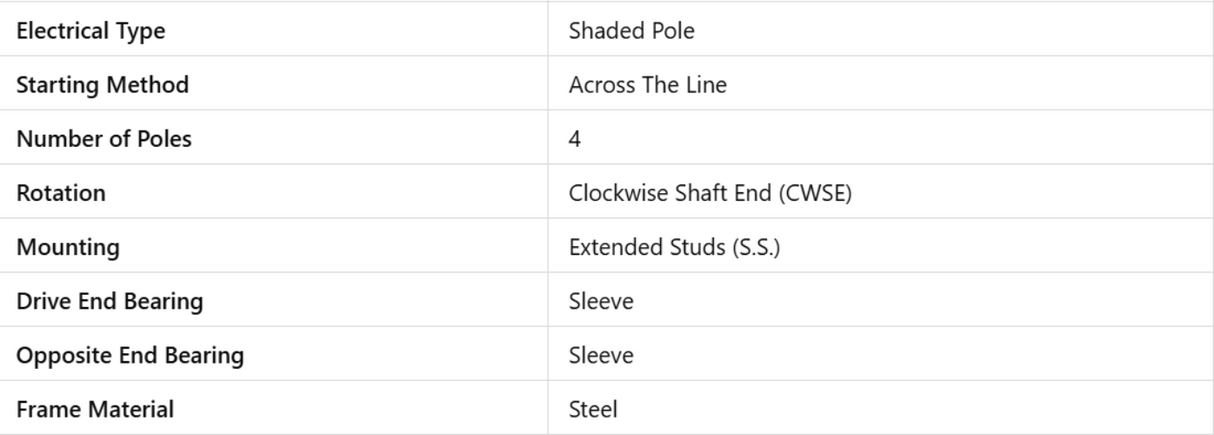 JA2M609N, Magnetek, 1/50 Hp, 1550 Rpm, 115 Volts, Frame: 3.3, OAO,