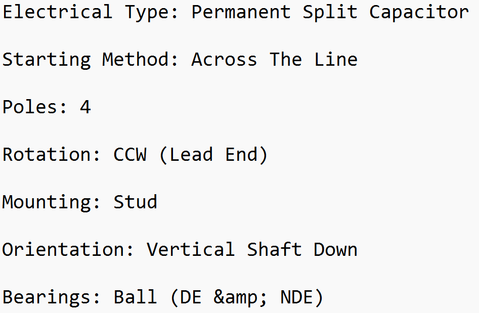 8944, K055TWG0049012B, Us motors, 1/4Hp, 1625 RPM, 460V, FR: 48Y, Oao, OTC1864,