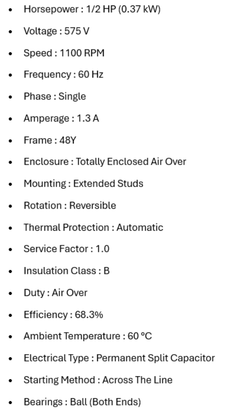 X5FE1056S, Xactone, 1/2 HP, 1075 RPM , 575V, Teao, Frame: 48, Century,