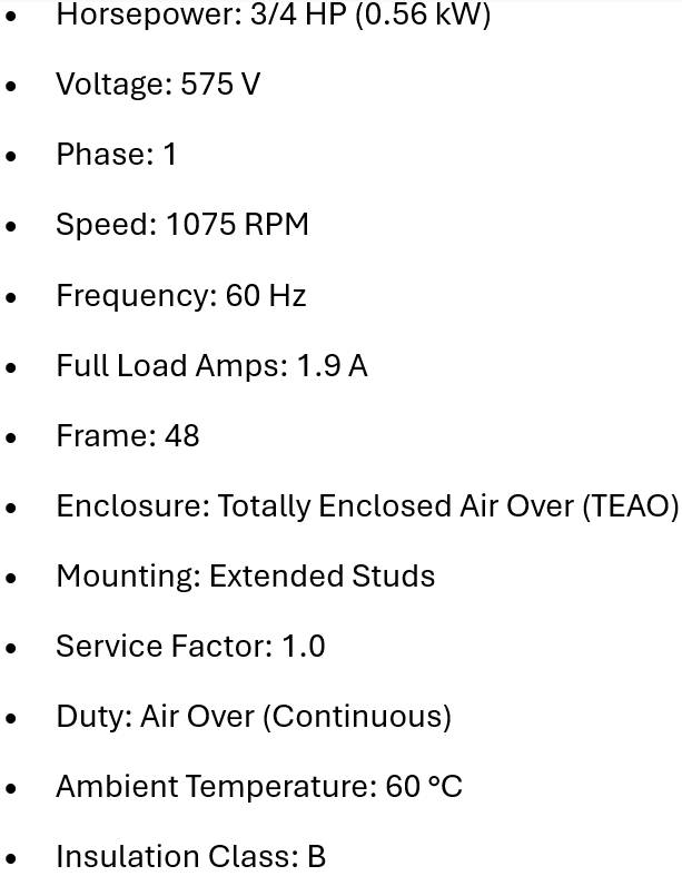 X5FE1076S, Xactone, 3/4Hp, 1075 Rpm, 575 Volts, Frame: 48, Century,