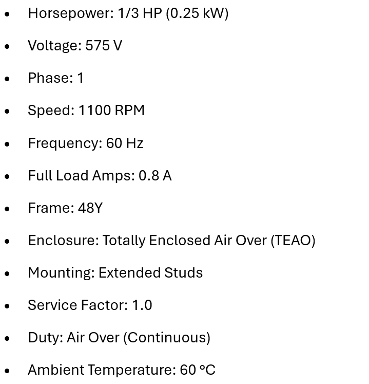 X5FE1036S, Xactone, 1/3 Hp, 1100 Rpm, 575V, Teao, Frame: 48, Century,