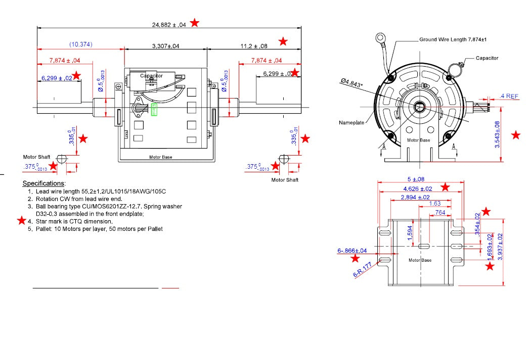 2362ASX,1/10Hp,1075 Rpm,115 Volts, Fr:42, Century 93V1, US Motor 1182,Open,