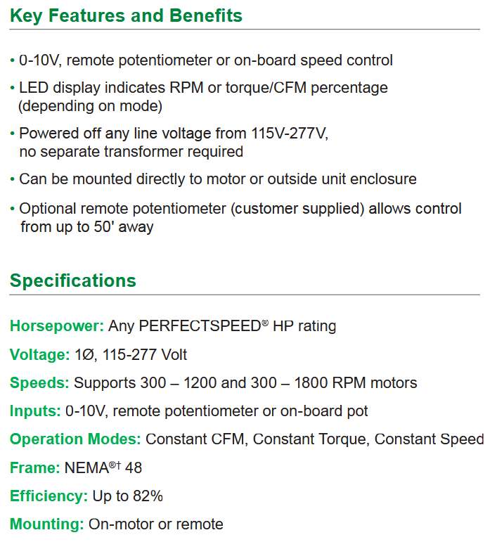 PS-UI, PerfectSpeed User Interface, ECM Motors,Z2983766500000L,