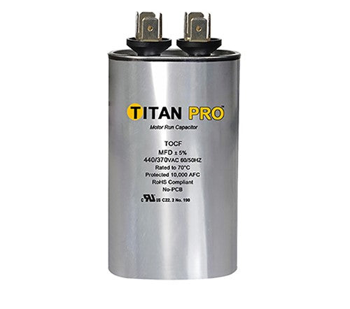 Packard, Titan, TOCF20, Run Capacitor, 20 uF, 440-370 VAC, Oval,