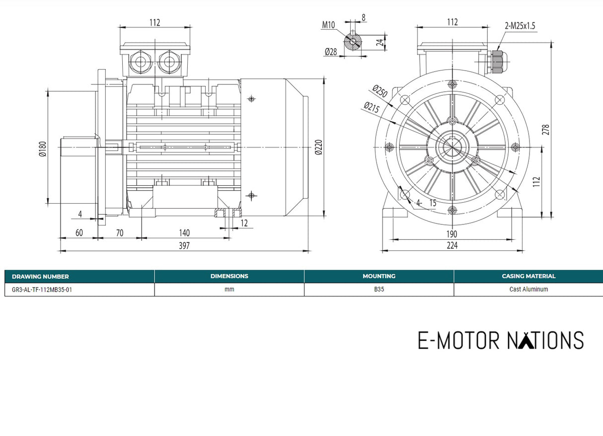 MTP112MA4D-B35-01, 5.5 Hp,1800 Rpm,GR3-AL-TF-112LB35-3D,230/460V,3Ph,Frame:112M,B35,Premium