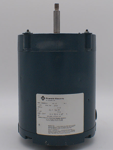 1403002453, Franklin Electrics, 1/2Hp, 3450 Rpm, 115 Volts, Frame 56Y, - Electrical Motors - E-Motor Nations - electric motors - [product_tags]- motor electric - moteur électrique - moteurs - drive - replacement - venmar - hvac - méchoui - capacitor - condensateur - fan