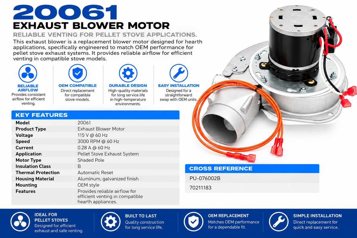 20061, Exhaust Blower, 3000 RPM, 115V, 60Hz, 0.28 A