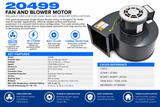 20499, Blower Motor, 1/4 Hp, 1330 RPM, 115 V, 1 Ph, 60 Hz, Open Enclosure, Direct Drive