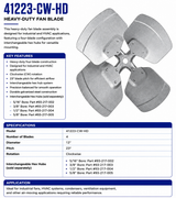 41223‑CW‑HD, Fan Blades, 4‑Blade, 12" Diameter, 23° Pitch, Clockwise Rotation