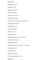 419, Ao Smith, 1/20Hp, 115/230V, 1300/1500 Rpm, 50/60Hz, JB2R075N, - HVAC ELECTRIC MOTOR - A.O SMITH - electric motors - [product_tags]- motor electric - moteur électrique - moteurs - drive - replacement - venmar - hvac - méchoui - capacitor - condensateur - fan