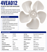 4VEA012, 5‑Blade, 6‑in Dia, 28° Pitch, Suction, 4–5  Watt