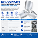 60-5577-01, 24‑in, 27° Pitch, CW, 3‑Blade Condenser Fan Blade
