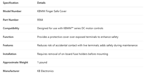 9564, KBMM Finger safe cover | E-Motor Nations