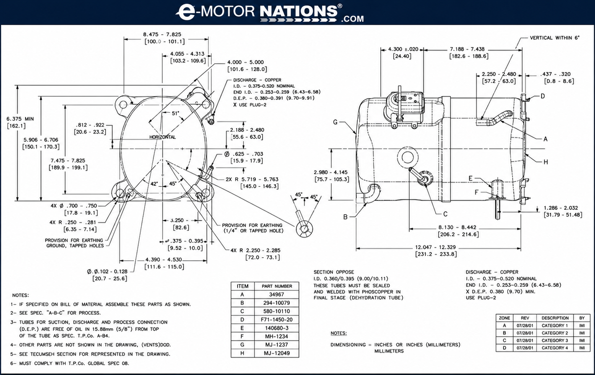 AW459SH‑419‑J7, Reciprocating Compressor, 3 HP, 220 V 3‑Phase @ 50/60 Hz, R‑404A, AW Series, AWS2512ZKZ