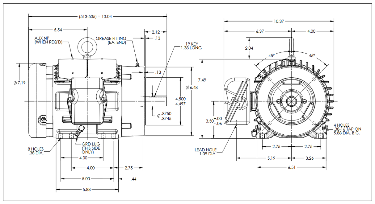 CEM3584T‑5, 1.5 HP, 1768 RPM, 575 V, 3‑Phase, 60 Hz, TEFC, Frame 145TC, 05C052X559G1 - Electrical Motors - BALDOR - electric motors - [product_tags]- motor electric - moteur électrique - moteurs - drive - replacement - venmar - hvac - méchoui - capacitor - condensateur - fan