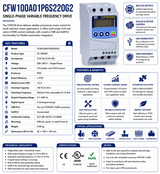 CFW100A01P6S220G2, 0.33 Hp, 0.18 kW, 200‑240 V, 1 Ph, IP20, Frame A, Variable Frequency Drive