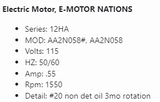 Electric Motor, SER 12ha 84047, MOD AA2N058, 115 Volts, 50/60 Hz, .55A, 1550 RPM, 732796-01 - HVAC ELECTRIC MOTOR - E-Motor Nations - electric motors - [product_tags]- motor electric - moteur électrique - moteurs - drive - replacement - venmar - hvac - méchoui - capacitor - condensateur - fan