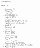 680A, 680, Century, ao smith, 1/8 hp, 775/3Sspd, 115v, dbl shaft, frame 48Y, hvac motor - HVAC ELECTRIC MOTOR - CENTURY - electric motors - [product_tags]- motor electric - moteur électrique - moteurs - drive - replacement - venmar - hvac - méchoui - capacitor - condensateur - fan