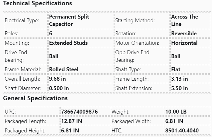 136A,Century,1/6-1/8Hp,1075Rpm, 115 Volts, 2 Speed, TEAO, Frame:48, Ball, - HVAC ELECTRIC MOTOR - E-Motor Nations - electric motors - [product_tags]- motor electric - moteur électrique - moteurs - drive - replacement - venmar - hvac - méchoui - capacitor - condensateur - fan