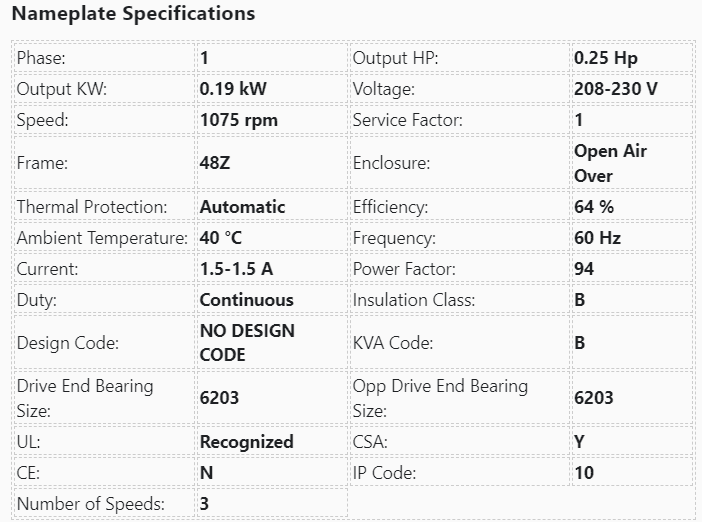 X001,MARATHON,1/4Hp,1075/3SPD,208-230Volts,Fr:48Z,048A11O1799,Encl OAO -  - E-Motor Nations - electric motors - [product_tags]- motor electric - moteur électrique - moteurs - drive - replacement - venmar - hvac - méchoui - capacitor - condensateur - fan