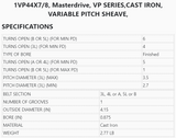 1VP44X7/8, Masterdrive, VP SERIES,CAST IRON, VARIABLE PITCH SHEAVE, -  - E-Motor Nations - electric motors - [product_tags]- motor electric - moteur électrique - moteurs - drive - replacement - venmar - hvac - méchoui - capacitor - condensateur - fan