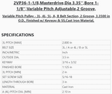 2VP36-1-1/8'',Masterdrive,Dia 3.35'',Bore 1-1/8'',Variable Pitch Adjustable,2 Grooves, - PULLEY - E-Motor Nations - electric motors - [product_tags]- motor electric - moteur électrique - moteurs - drive - replacement - venmar - hvac - méchoui - capacitor - condensateur - fan