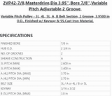 2VP42-7/8'',Masterdrive ,Dia 3.95'',Bore 7/8'',Variable Pitch Adjustable ,2 Grooves - PULLEY - E-Motor Nations - electric motors - [product_tags]- motor electric - moteur électrique - moteurs - drive - replacement - venmar - hvac - méchoui - capacitor - condensateur - fan