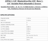 2VP42-1-1/8'',Masterdrive,Dia 3.95'',Bore 1-1/8'',Variable Pitch Adjustable,2 Grooves, - PULLEY - E-Motor Nations - electric motors - [product_tags]- motor electric - moteur électrique - moteurs - drive - replacement - venmar - hvac - méchoui - capacitor - condensateur - fan