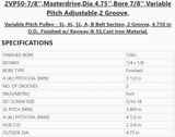2VP50-7/8'',Masterdrive ,Dia 4.75'',Bore 7/8'' ,Variable Pitch Adjustable ,2 Grooves - PULLEY - E-Motor Nations - electric motors - [product_tags]- motor electric - moteur électrique - moteurs - drive - replacement - venmar - hvac - méchoui - capacitor - condensateur - fan