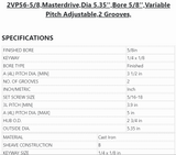 2VP56-5/8 ,Masterdrive ,Dia 5.35'' ,Bore 5/8" ,Variable Pitch Adjustable ,2 Grooves - PULLEY - E-Motor Nations - electric motors - [product_tags]- motor electric - moteur électrique - moteurs - drive - replacement - venmar - hvac - méchoui - capacitor - condensateur - fan